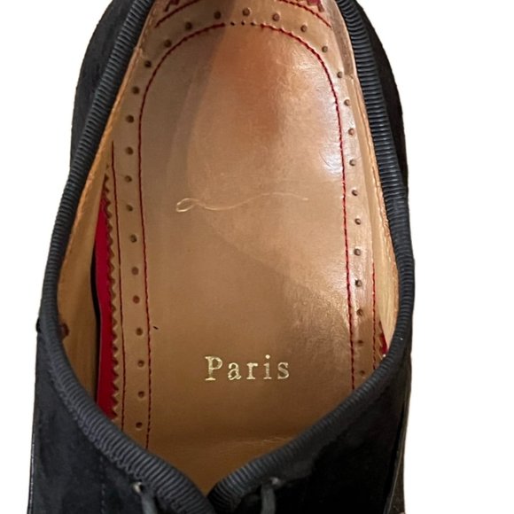 Men's Christian Louboutin Black Leather And Suede Greggo Oxfords. Size 40/7 - Picture 10 of 15